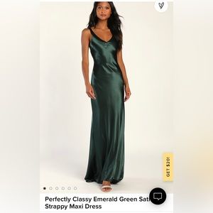 Emerald green satin maxi dress